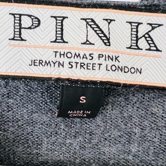Thomas Pink Gray V-neck Pullover 100% wool sweater - Picture 7 of 8